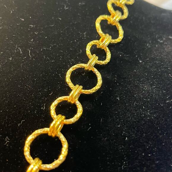 Vintage Bronze Milor Italy GF Hammered Gold Toned ‘O’ Statement Necklace - Picture 4 of 5